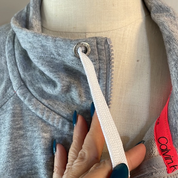 CALVIN KLEIN LOGO women’s plus PERFORMANCE 1/2 zip sweatshirt grey pockets 2X - Picture 10 of 17